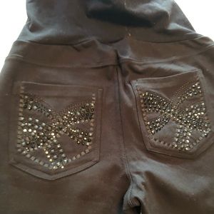 Maternity leggings rhinestone back